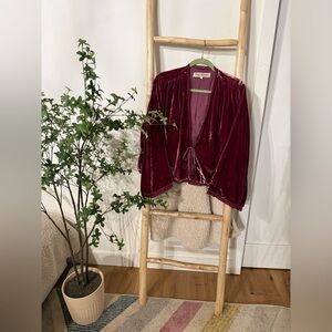 Free People Velvet Cropped Kimono Jacket